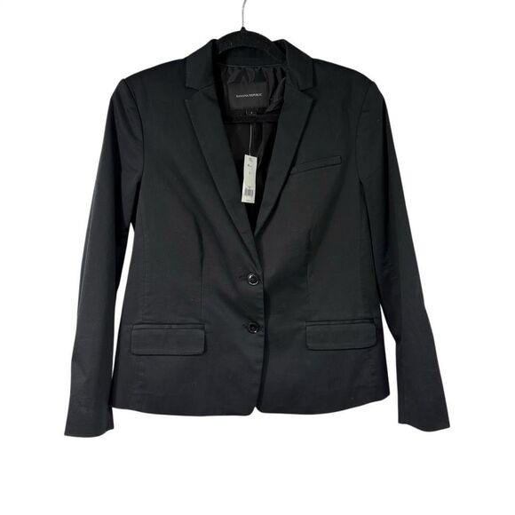 Banana Republic Black Two Button Closure Career Blazer Sz 8 - Picture 1 of 9